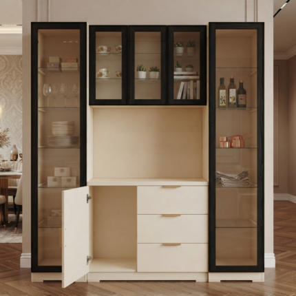 Contemporary Glass-Door Display Cupboard & Storage Unit