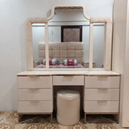 Classic Triple Panel Mirror Makeup Dresser (Product C)
